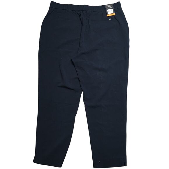 NWT Banana Republic Women Stretch Cropped Pants Tapered Black Pull On Size 16 - Picture 1 of 11